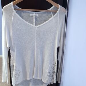Aeropostale Cream Lace-Accent Blouse